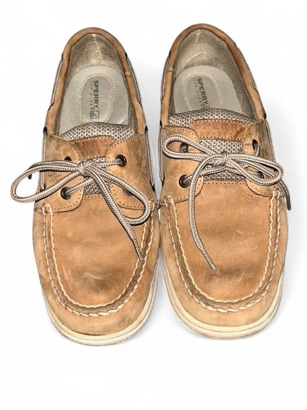 Sperry Brown Leather Boat Shoes with Tan Laces